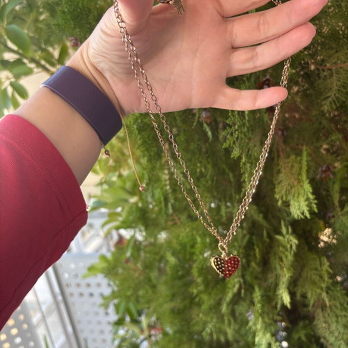 Folli Follie heart necklace with double chain in rose gold, like new