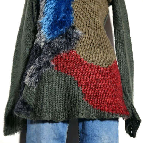 Handmade retro knit sweater with patchwork design like new