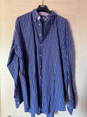 B.S. Bags men's shirt XXL thin checkered, like new, blue and purple