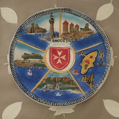 Handmade hanging ceramic decorative plate Rhodes