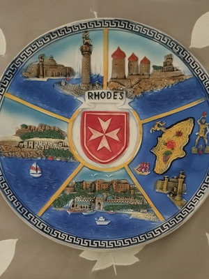 Handmade hanging ceramic decorative plate Rhodes