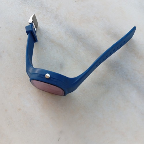 Weiya Silicone Watch unisex used, blue strap, lilac dial, quartz