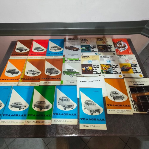 Retro car repair book collection
