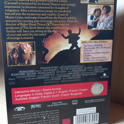 The Count Of Monte Cristo DVD like new with English subtitles