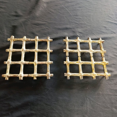 Vintage trivets with bamboo design for hot cookware, like new, set of 2