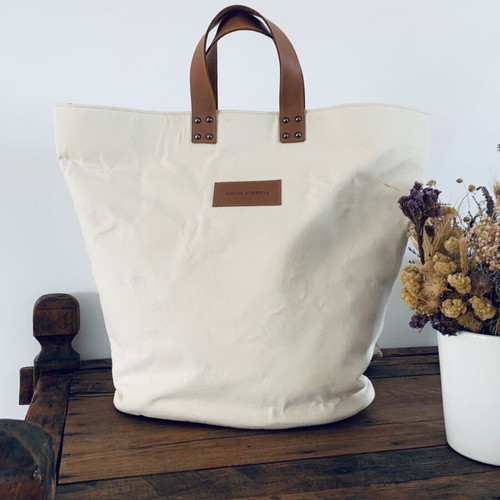 Ioanna Kourbela Beach Bag new, canvas and genuine leather details