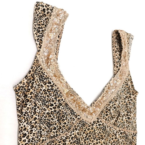 Liu Jo Summer Mini Dress S Leopard Print with Deep V Neck