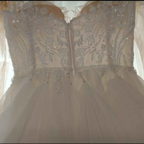 Wedding dress with train, size 42, white, worn once