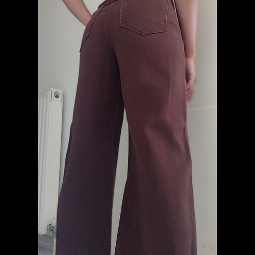 Shein high-waisted brown denim jeans, petite collection, XS