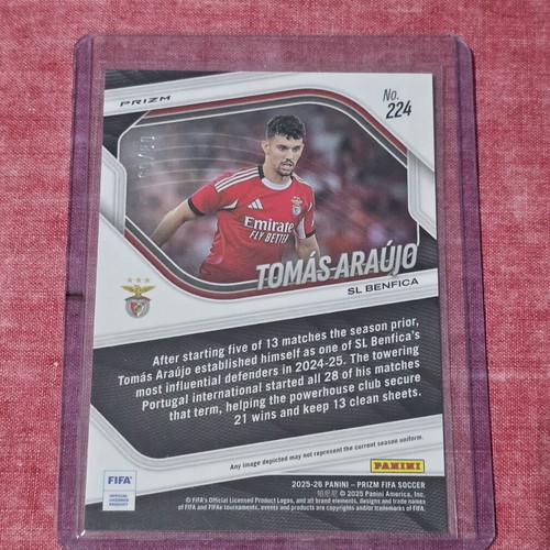 Tomas Araujo SL Benfica Panini Prizm Fifa 2025-2026 card like new