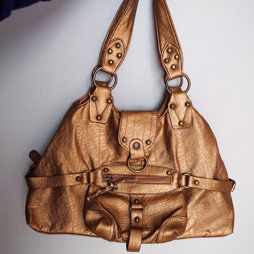 Women's handbag used, dark gold color
