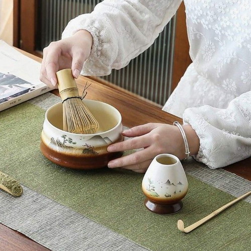 Matcha set with handmade Japanese tea ceremony accessories