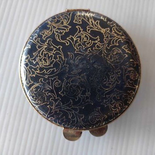 Powder compact used Made Italy with metal case and soft cover