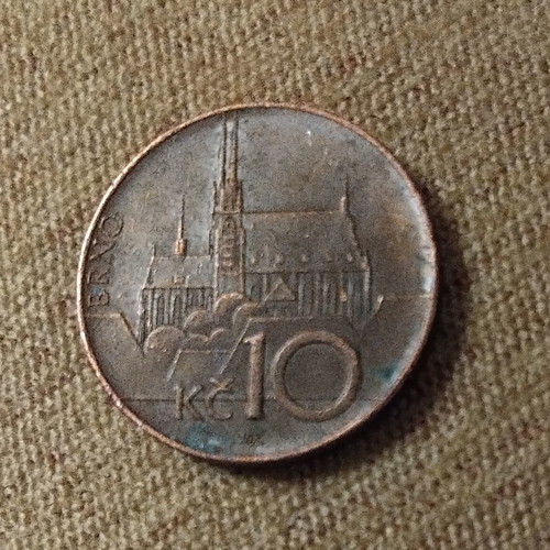 Czech Republic 10 Koruna 2016 coin used, rare
