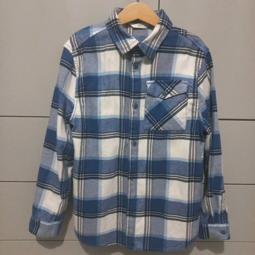 Marcs n Spencer checked cotton shirt 10 years like new, white and blue