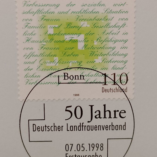 German 1998 first day cover stamp set, unopened block