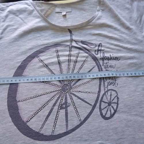 Women's gray short-sleeve blouse used, size XL, vintage bicycle print