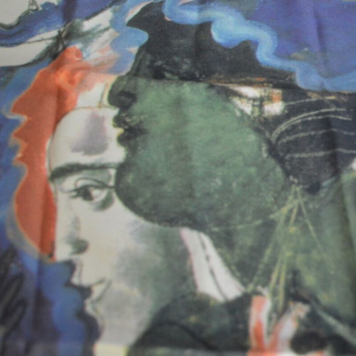 Collectible scarf by painter Dimitris Mytaras for Dove 63x63 cm like new
