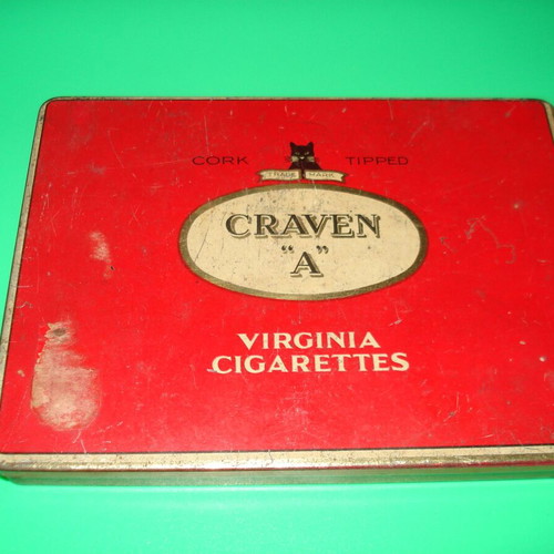Craven tin box used from cigarettes