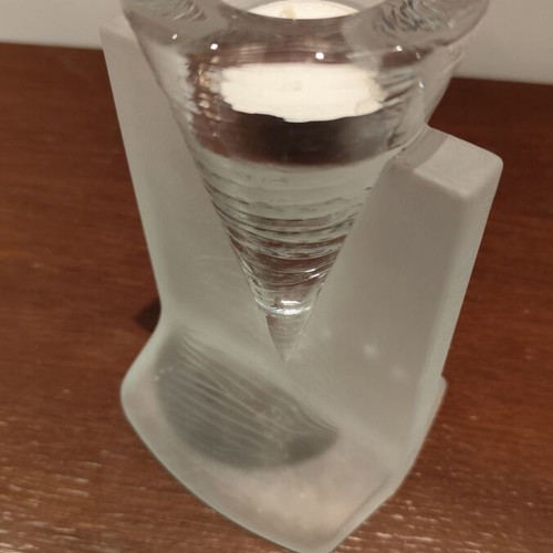 Kosta Boda Ice Age candlestick new, made of crystal