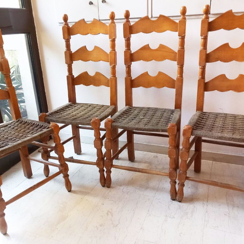Kitchen dining set round extendable table with 4 chairs beech wood used