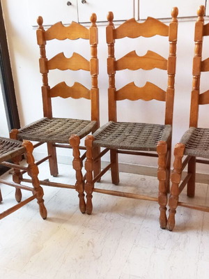 Kitchen dining set round extendable table with 4 chairs beech wood used
