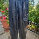 Cargo pants one size, new, faux leather with chain detail