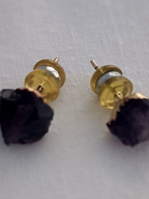 Earrings with hematite semi-precious stone and hypoallergenic stainless steel new
