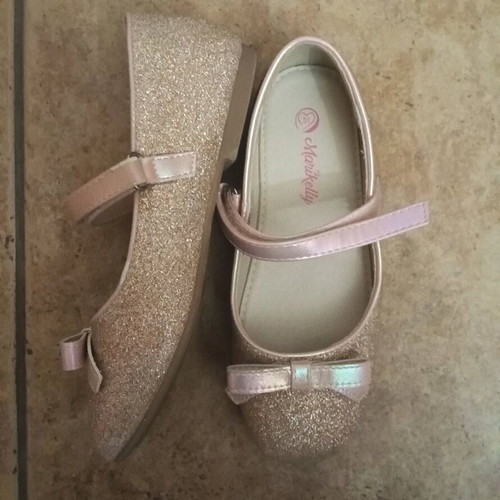 Ballerinas No 31 like new, rose gold with glitter and bow