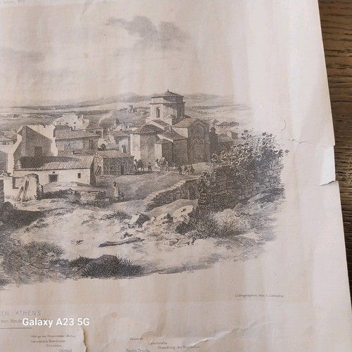 Lithography Panorama of Athens 1835 used