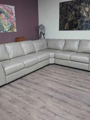 Large Cream Leather Corner Sofa Mazzini new