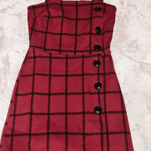 Pink Woman checked salopette dress like new, size S