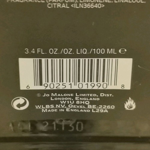 Jo Malone Oud & Bergamot Cologne Intense 100 ml like new