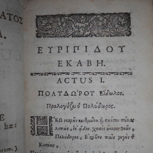 Euripides Ekavi Tragedy Book used, Greek and Latin, 18th century edition