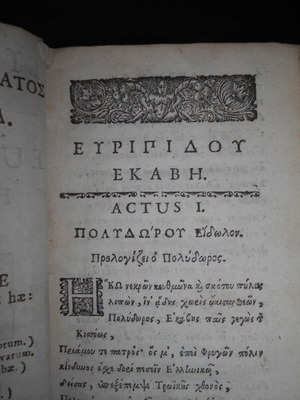 Euripides Ekavi Tragedy Book used, Greek and Latin, 18th century edition