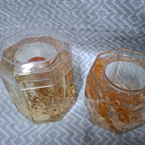 Toothpick holders like new, plastic, one with lid