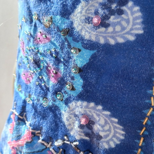 Embroidered cotton blouse used, blue, size M