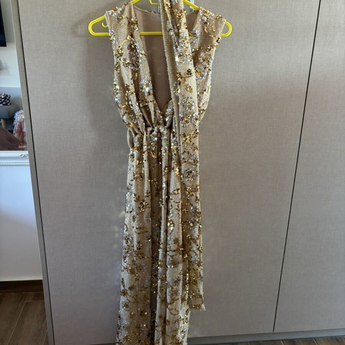 MYA Collection gold maxi dress with sequins