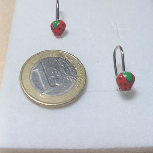 Silver 925° strawberry earrings with enamel new