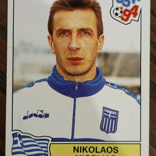 Panini stickers used from USA 94 World Cup with Saravakos and Nioplias
