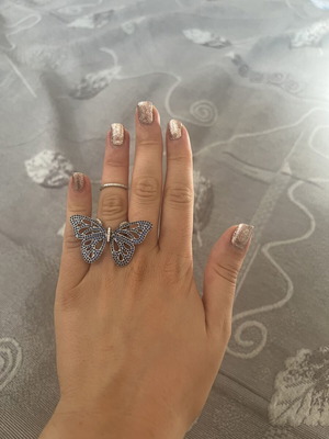 Folli Follie 925 silver butterfly ring with zircon, new, size 54
