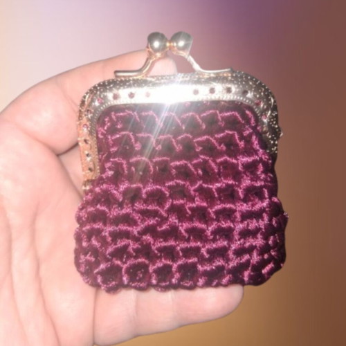 Small handmade knitted wallets, red and pink