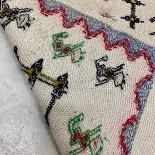 Cretan embroidered woven table runner 39x22.5 cm, cross stitch with fringes