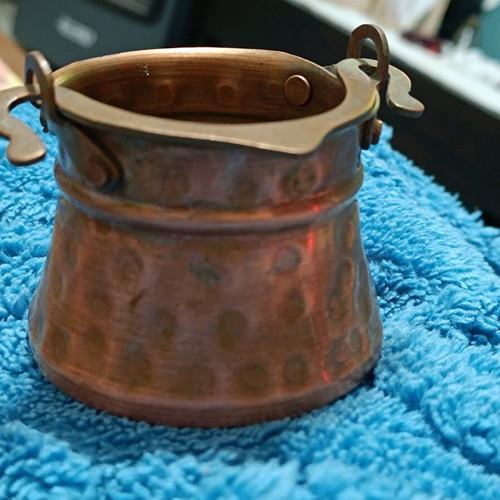Vintage copper Greek coffee briki set of 3 pieces, good condition
