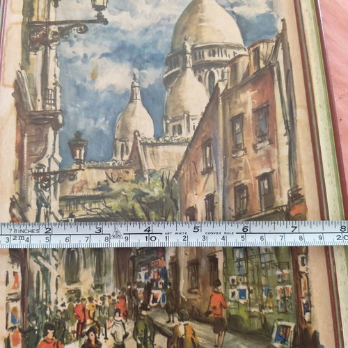 Deco frame old from France with Arno watercolor print used