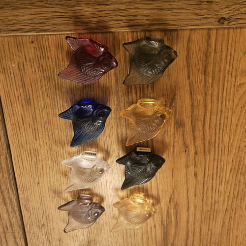 Lalique France crystal fish like new, pack of 8, multicolor