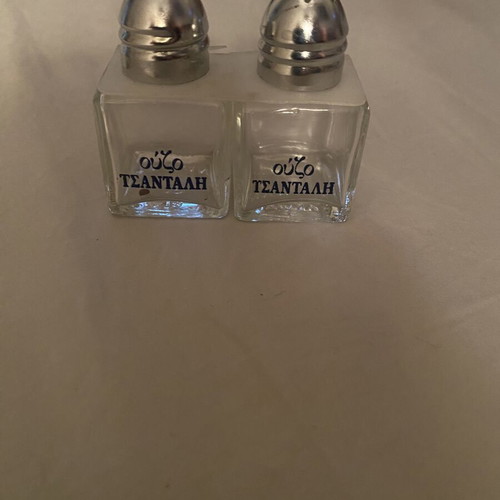 Vintage Ouzo Tsantali Salt and Pepper Sets, 3 pieces, like new