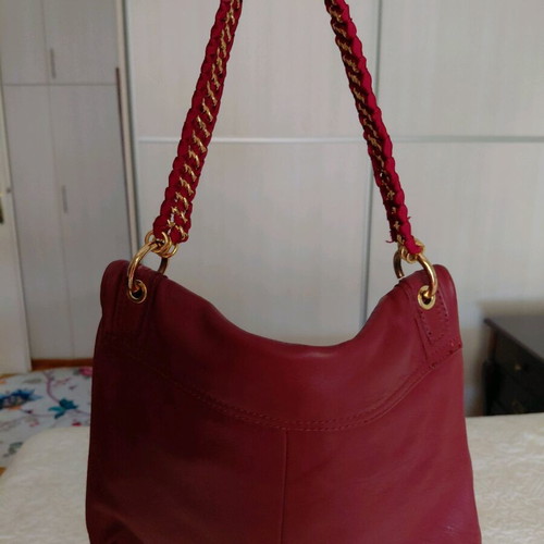 Leather shoulder bag Zara like new, red with gold chain