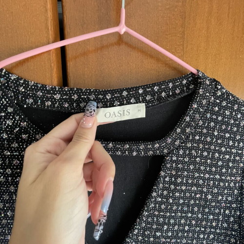 Oasis black dress with glitter, medium size