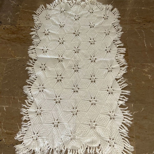 Vintage handmade crochet table runner 1.38m x 0.90m